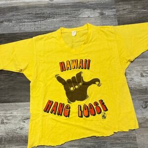 Vintage 70s‎ American Vintage Hawaii Hang Loose Yellow Womens M Graphic T-Shirt